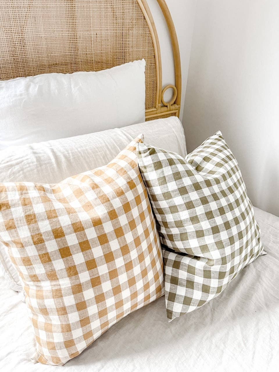 Linen Cushion Cover- Toffee Gingham