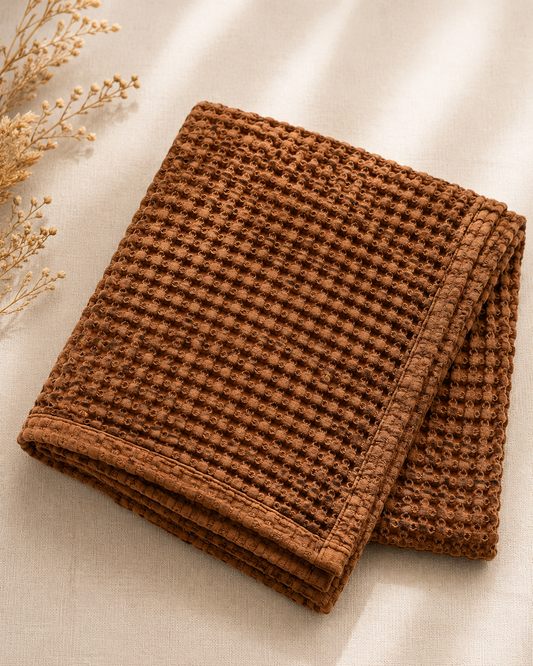 100% Organic Cotton Waffle Tea/Hand Towel - Terracotta