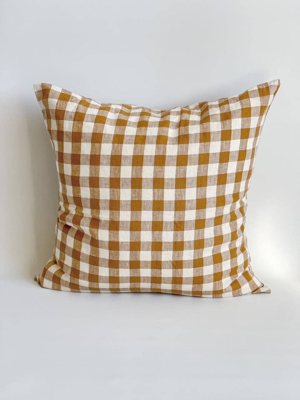 Linen Cushion Cover- Toffee Gingham