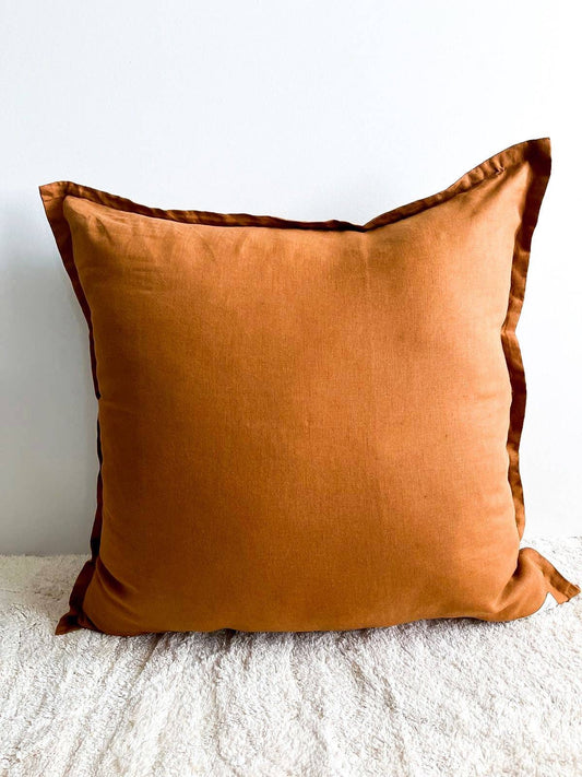 Pure French Linen Euro Cushion Cover - Tobacco